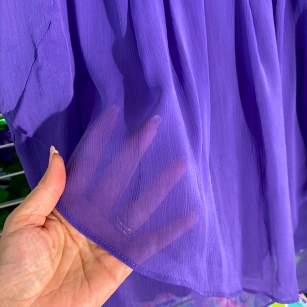 Milano bright purple chiffon layered top - Picture 2 of 5